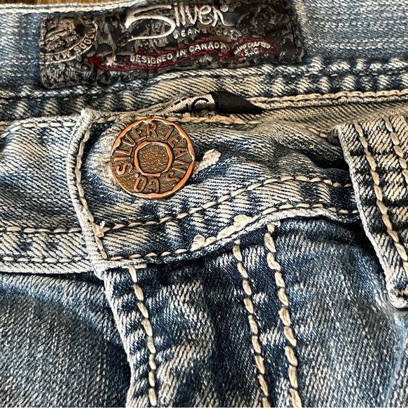 Silver Zac Distress Straight Cut Low Waist Jeans Size 34 - Picture 8 of 16